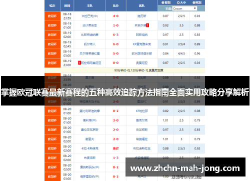 掌握欧冠联赛最新赛程的五种高效追踪方法指南全面实用攻略分享解析